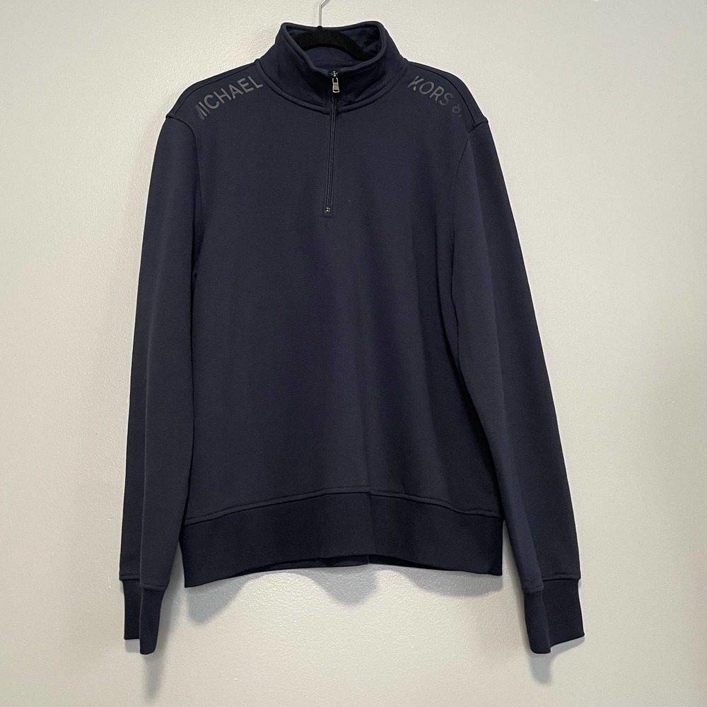 Michael Kors Navy Blue Quarter Zip Pullover Sweater XL